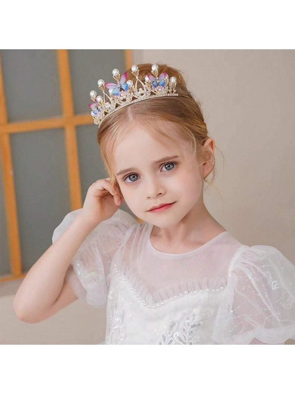 1pc Girls' Princess Crown With Pearl