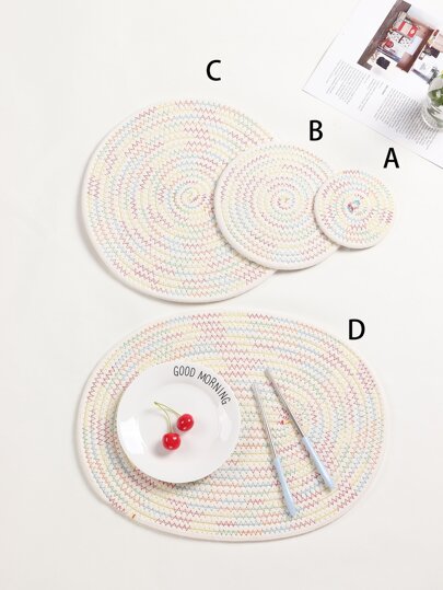 1pc  Round Shape Woven Coaster- FDs