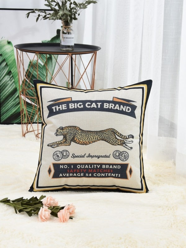 Cartoon & Letter Print Cushion Cover Without Filler- FDs